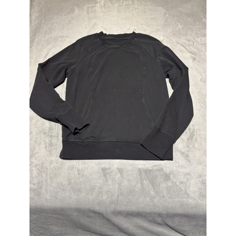 Lululemon Women Size 8 Black Scuba Crew Sweatshirt W3DNS
